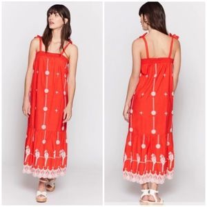 Joie Cleta parrot Embroidered maxi dress
